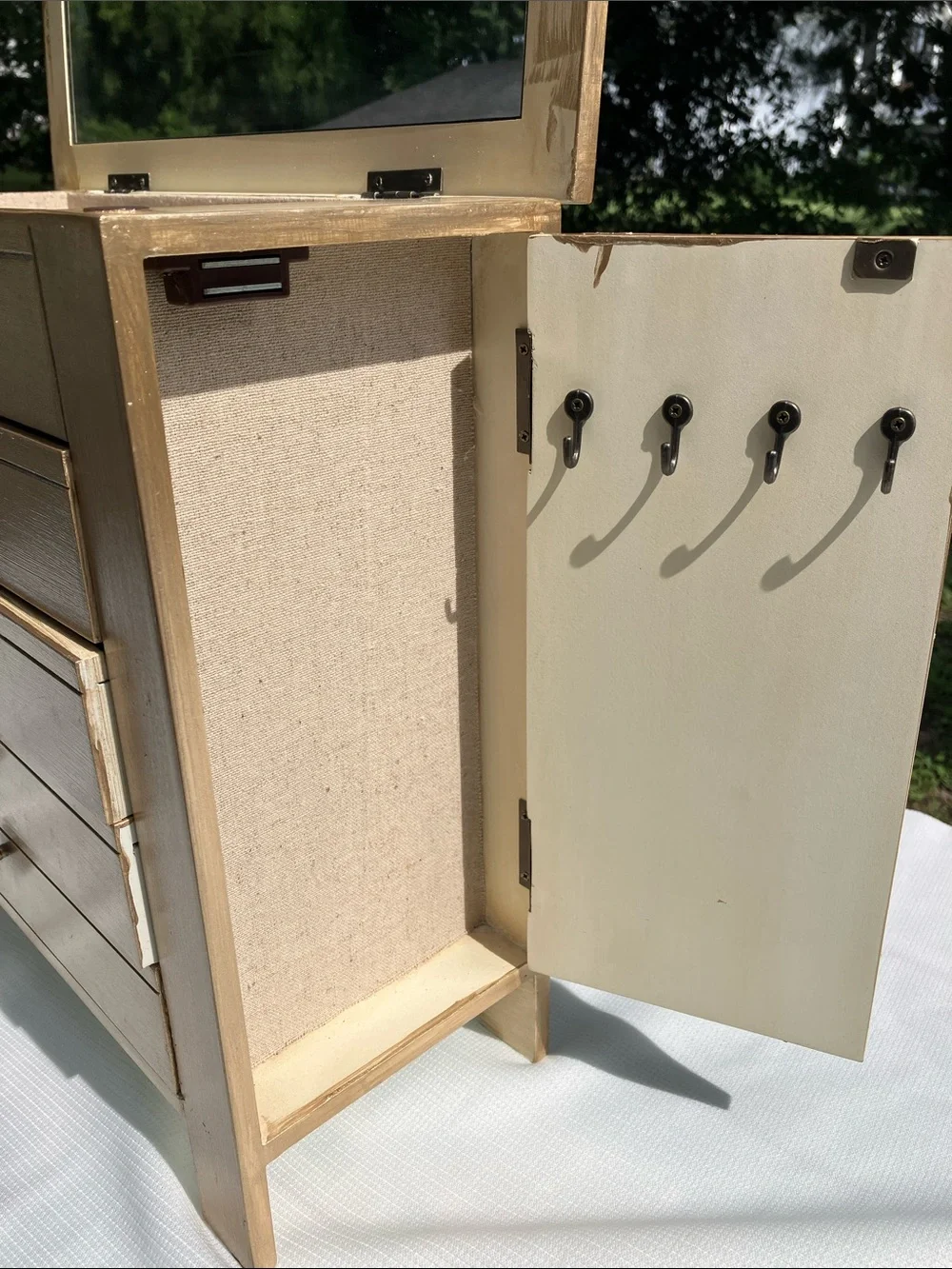 Beautiful Solid Wood Jewelry Organizer in Gold Stained/Painted